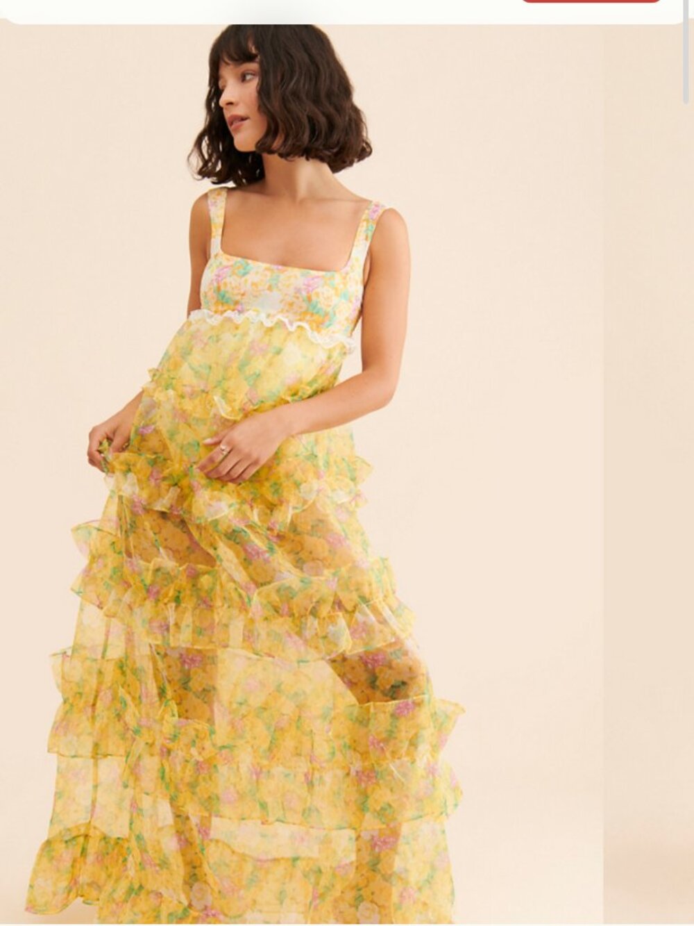 new FOR LOVE AND LEMONS VICKI sheer tiered midi dress small - Picture 2 of 4